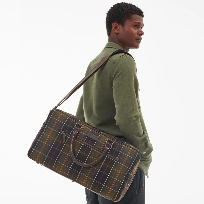 Barbour Tartan and Leather Holdall -4
